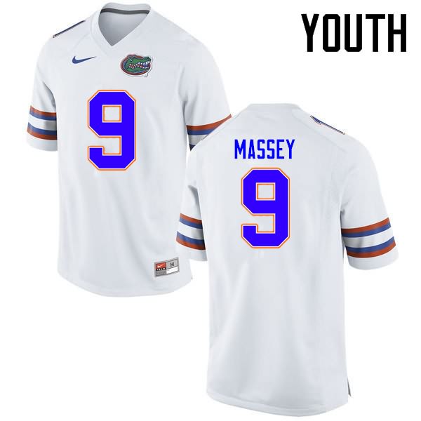 NCAA Florida Gators Dre Massey Youth #9 Nike White Stitched Authentic College Football Jersey CXF5364GT